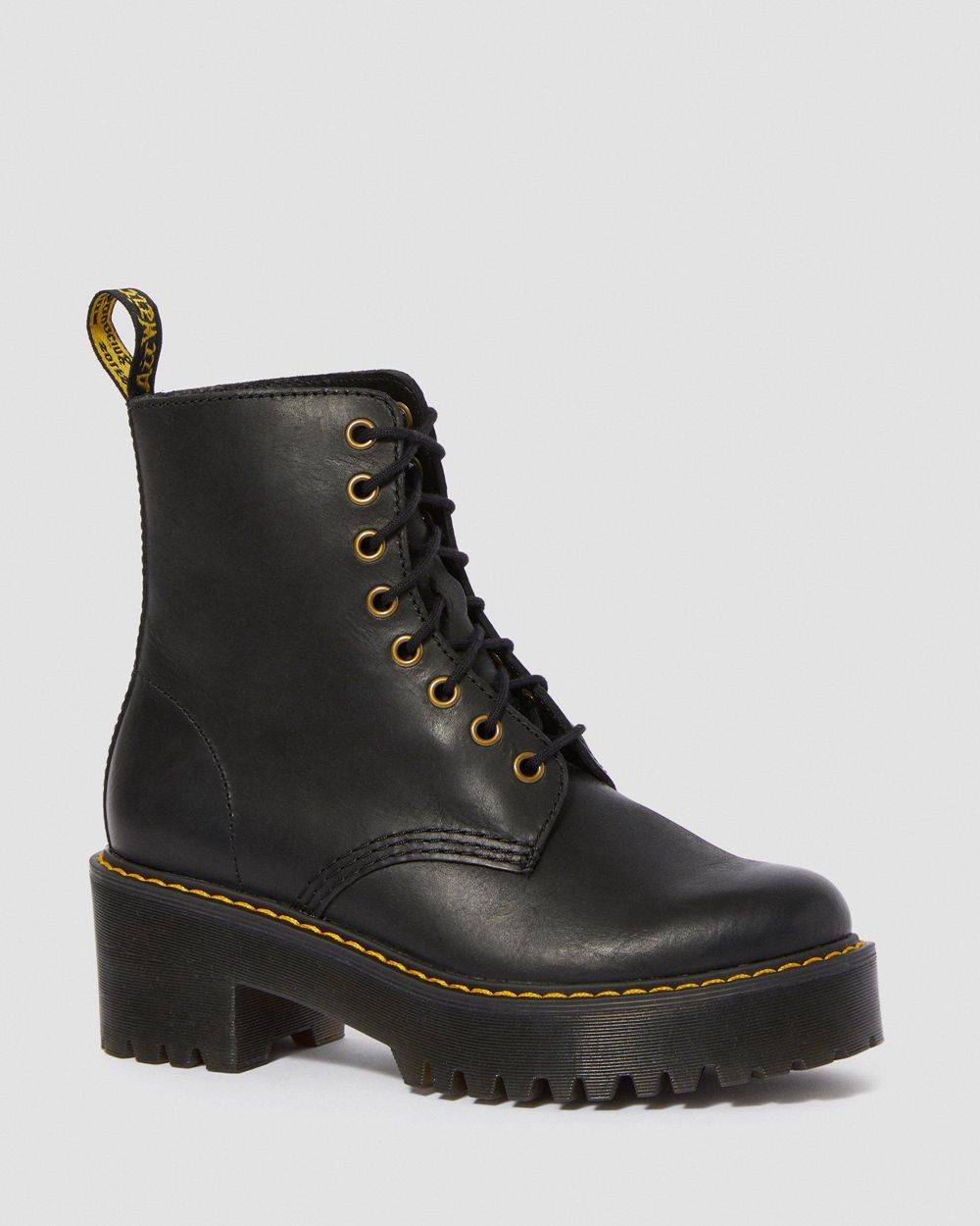 Dr Martens Shriver Hi Wyoming Kožené Cizmy Na Opatku Damske ( Čierne ) SK 746-GACPDO